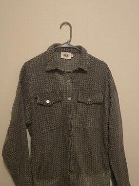 BKE Women's M Oversized Shacket Waffle Knit Gray